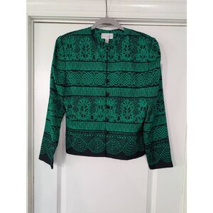 Adrianna Papell Silk Jacket women's 8 Kelly green black mother‎ of the bride